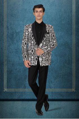 Black And White Embroidered Regal Blazer