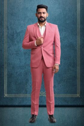 3 Piece Polyster Pink Suit