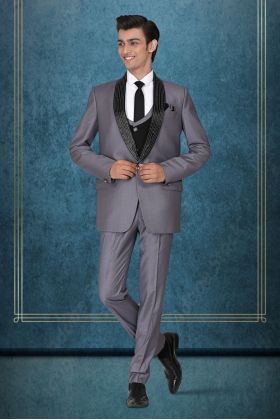 3 Piece Imported Fabric Grey Suit